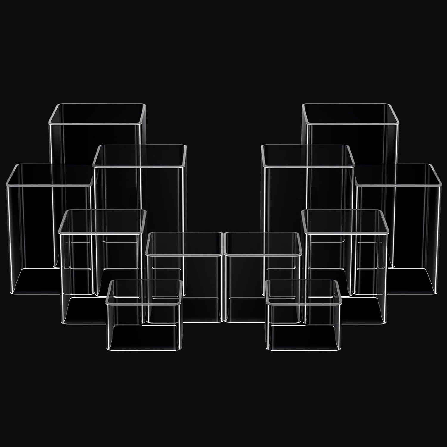 Thyle 12 Pcs Jewelry Acrylic Display Risers Square Cube