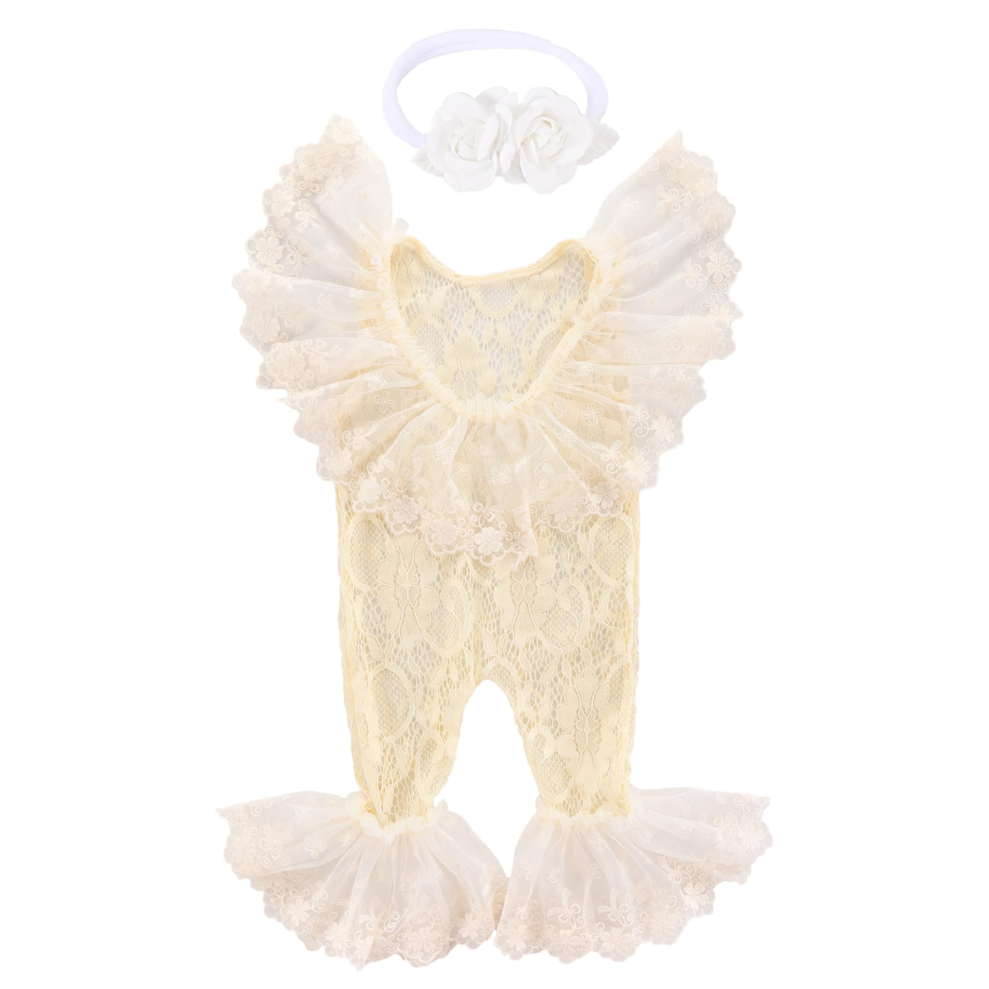 HolibeatNewborn Girl Photography Props Baby Photoshoot Outfits Infant Lace Romper Costume 0-2M
