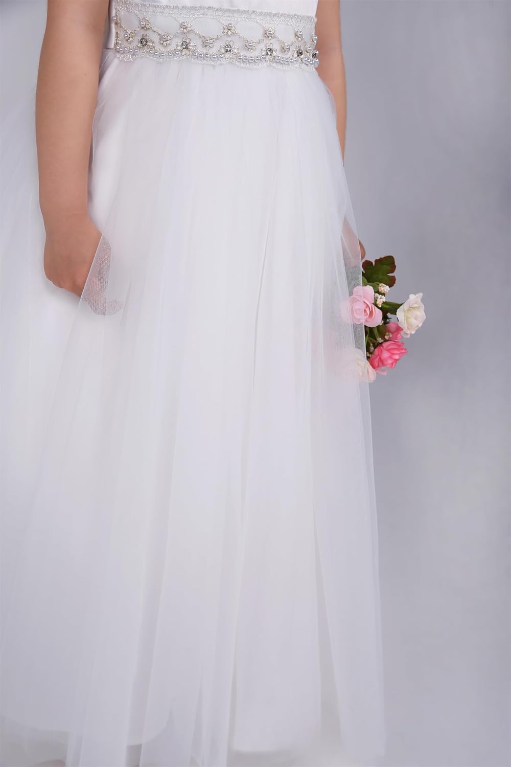Girl 1st Communion Tulle White Clothes Teens Kid Wedding Pageant Prom Dresses Size 6 7 8 9 10 11 12 13 14