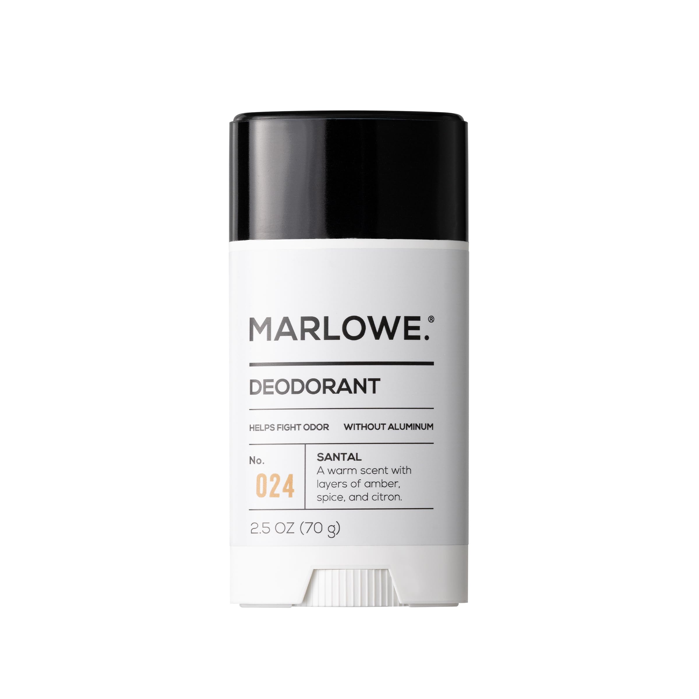 MARLOWE. No. 024 Deodorant 2.5 oz, Jojoba Esters, Coconut Oil, Shea Butter & Tapioca Starch for Odor Protection, Formulated without Aluminum & Baking