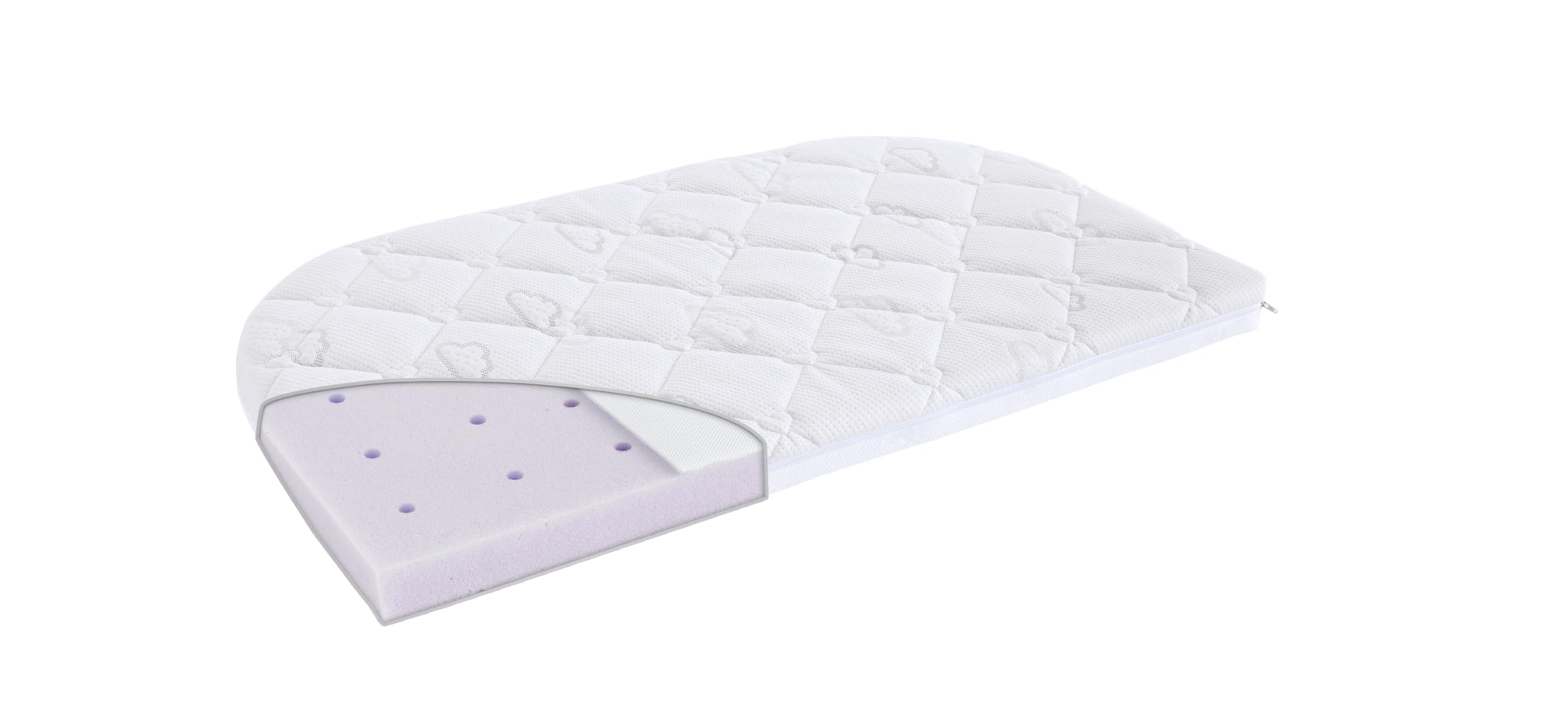 Matratze für Beistellbett BRISE LIGHT XXL, Größe 57,5 x 105 x 6 cm, 2 abgerundete Ecken