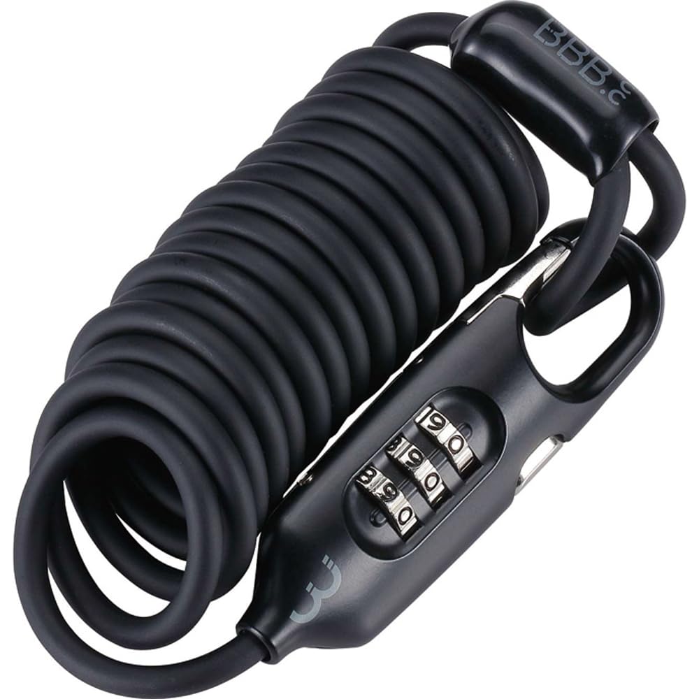 BBB Cycling Kombinationskabel-Fahrradschloss mit Code für Rennrad, MTB und Citybikes Outdoor Hochsicherheits-Fahrradschlösser Klein 120cm CoilSafe BBL-56, Black Sport & Freizeit
