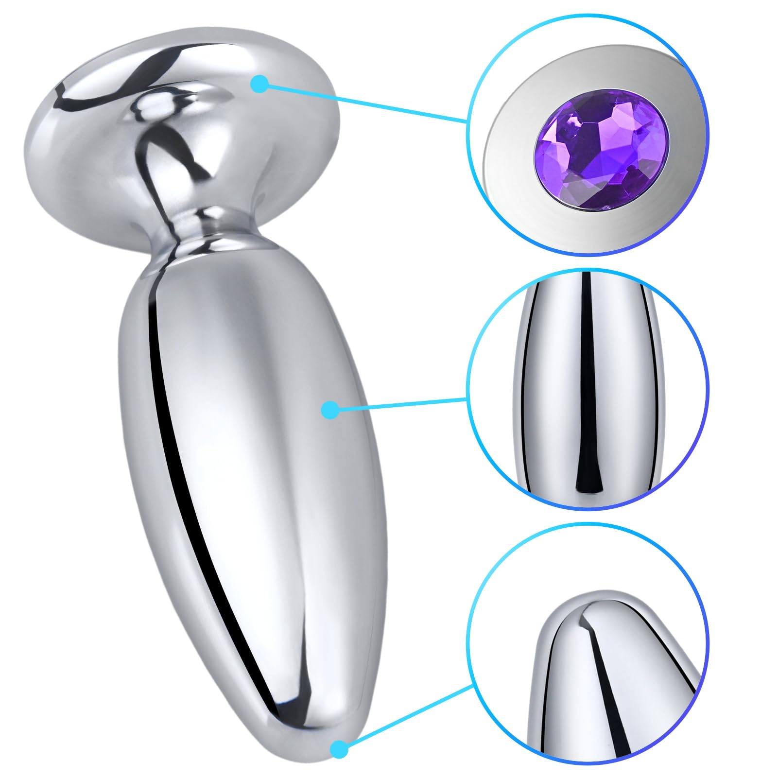 SXOVO Plug Anale Dilatatore in Metallo Plug Anale a Proiettile per Stimolazione della Prostata Butt Plug Analesex Toy con Diamante Viola Toys Sessuali per Donna Uomini Coppie