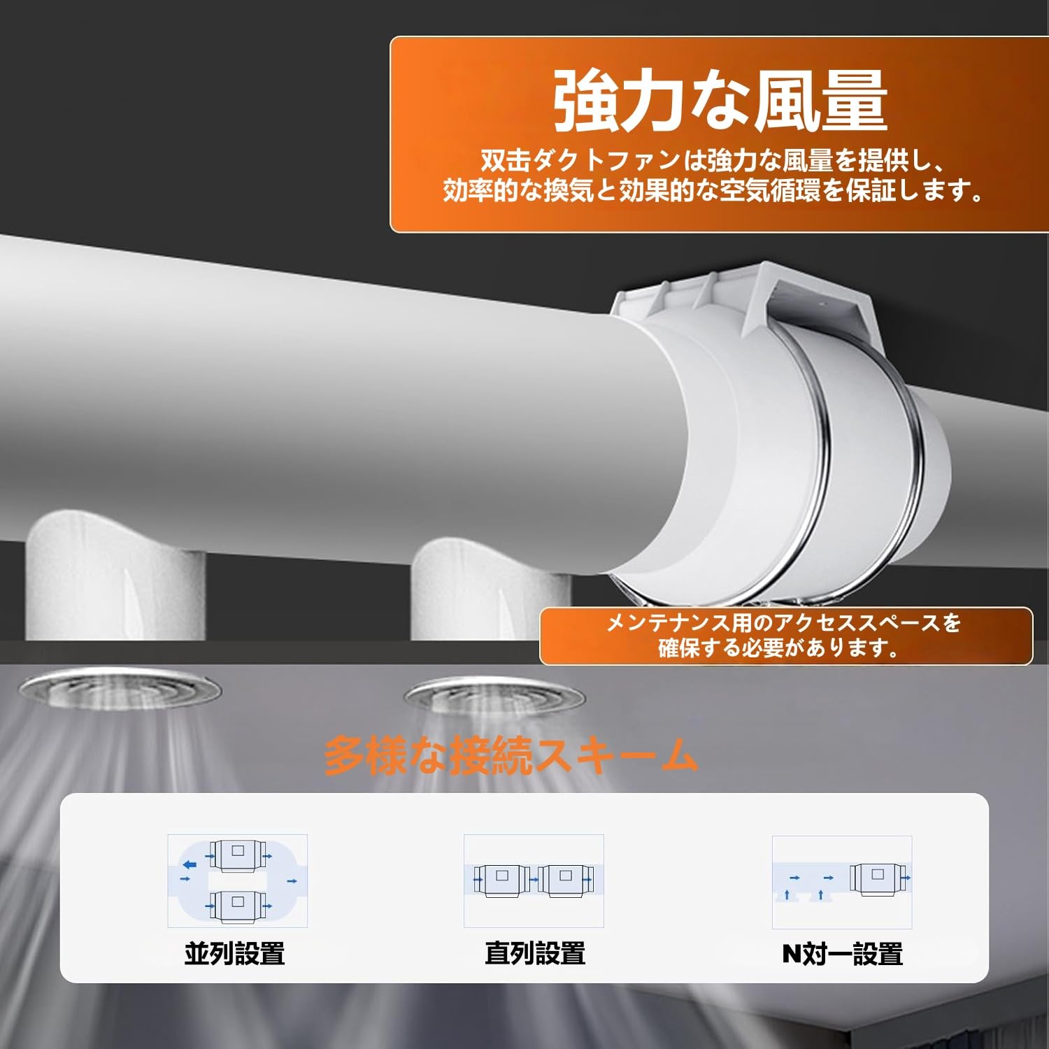 Amazon.co.jp: ダクトファン 200mm ダクト用換気扇 大風量900m³/h 強力