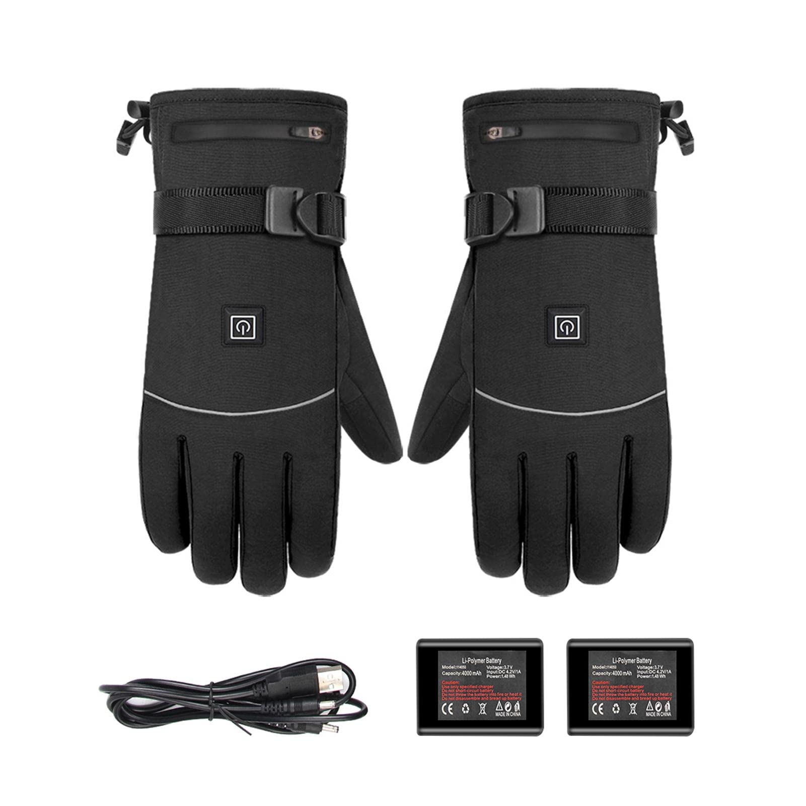Guantes calefactados que funcionan con pilas, guantes térmicos con batería recargable de 3,7 V con 3 engranajes de temperatura, guantes térmicos para pantalla táctil para ciclismo, senderismo,