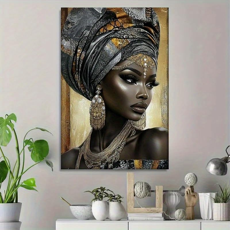 Tableau femme africaine style tribal luxueux toile de maître 70x100