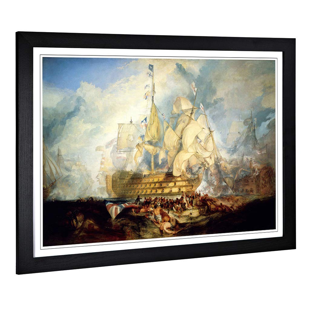 Big Box Art Framed Print of Joseph Mallord William Turner The Battle of Trafalgar Design | Wall Art Picture| Home Decor for Kitchen, Living Room, Bedroom, Office, Black, A2 / 24.5x18 Inch / 62x45cm