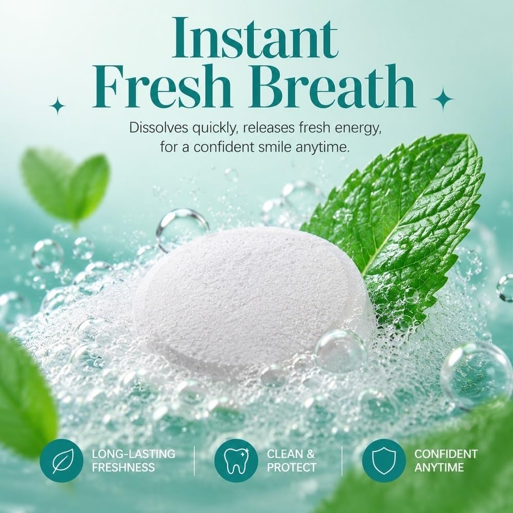 Compresse Di Dentifricio Solido Masticabili Alla Menta Fresca Pulizia | 60 Compresse For La Pulizia Orale Da Viaggio Senza Nano Idrossiapatite(3pcs)