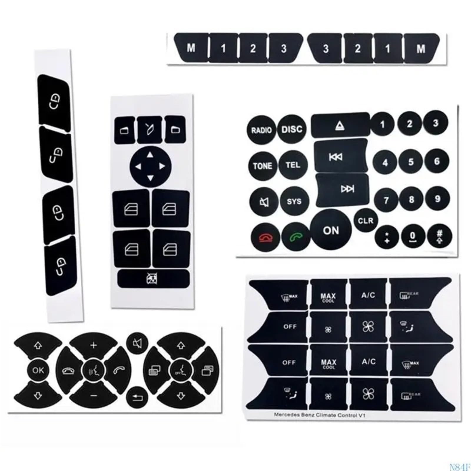Interior Button Decals Compatible with BMW for A207 for R231 for W176 W246 Car Interior Decals Button SwitchKnob Repair Sticker Accessories(Size1)