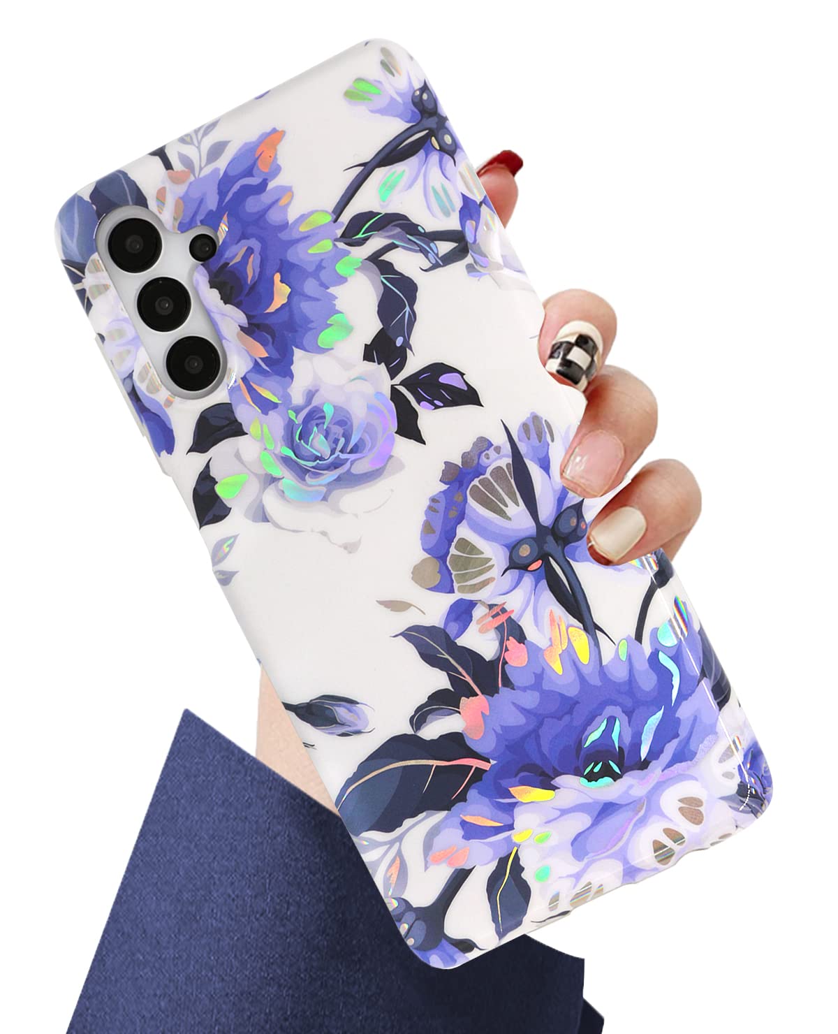Compatible with Samsung Galaxy A13 5G Case Gold Floral Pattern for Women Girls Soft Protective Cute Cover for Galaxy A13 5G