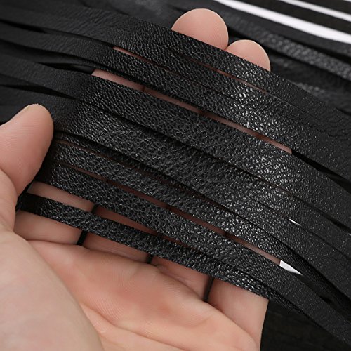 Feeshow Women's Faux Leather Adjustable Double Waist Belt Fringed Skirt With Buckles Black One Size #TOP4