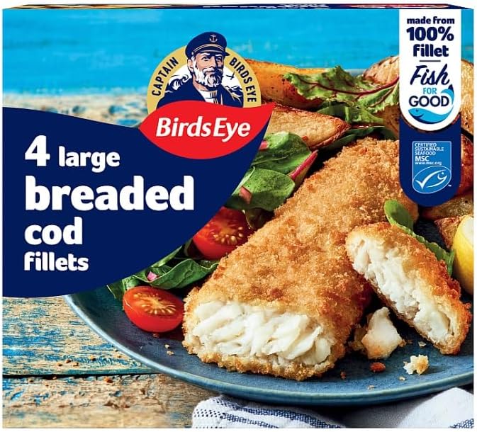 Birds Eye 4 Breaded Cod Large Fillets, 440g (Frozen)