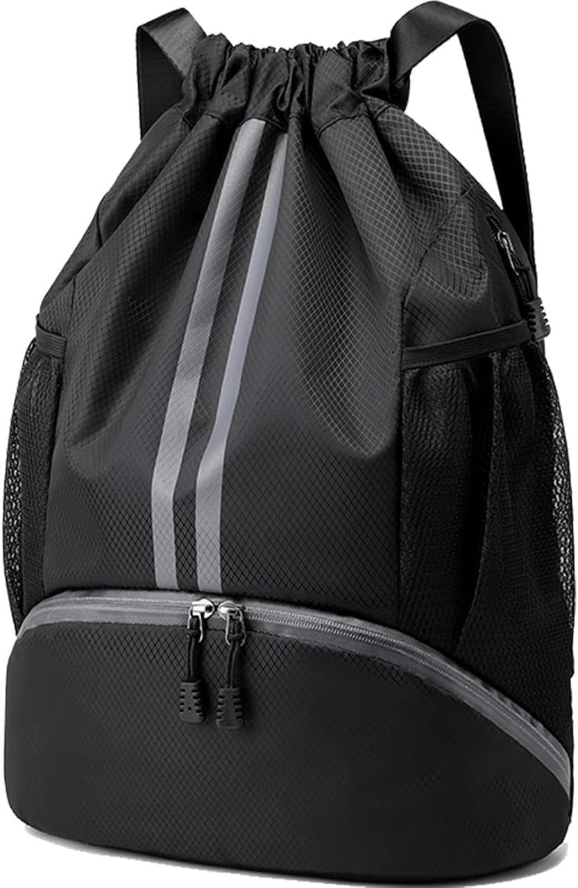 Sports Drawstring Backpack for Men & Women – Waterproof Gym Bag with Separate Shoe Compartment & Mesh Pockets – Lightweight Basketball, Swimming & Travel Kit Bag-image-39