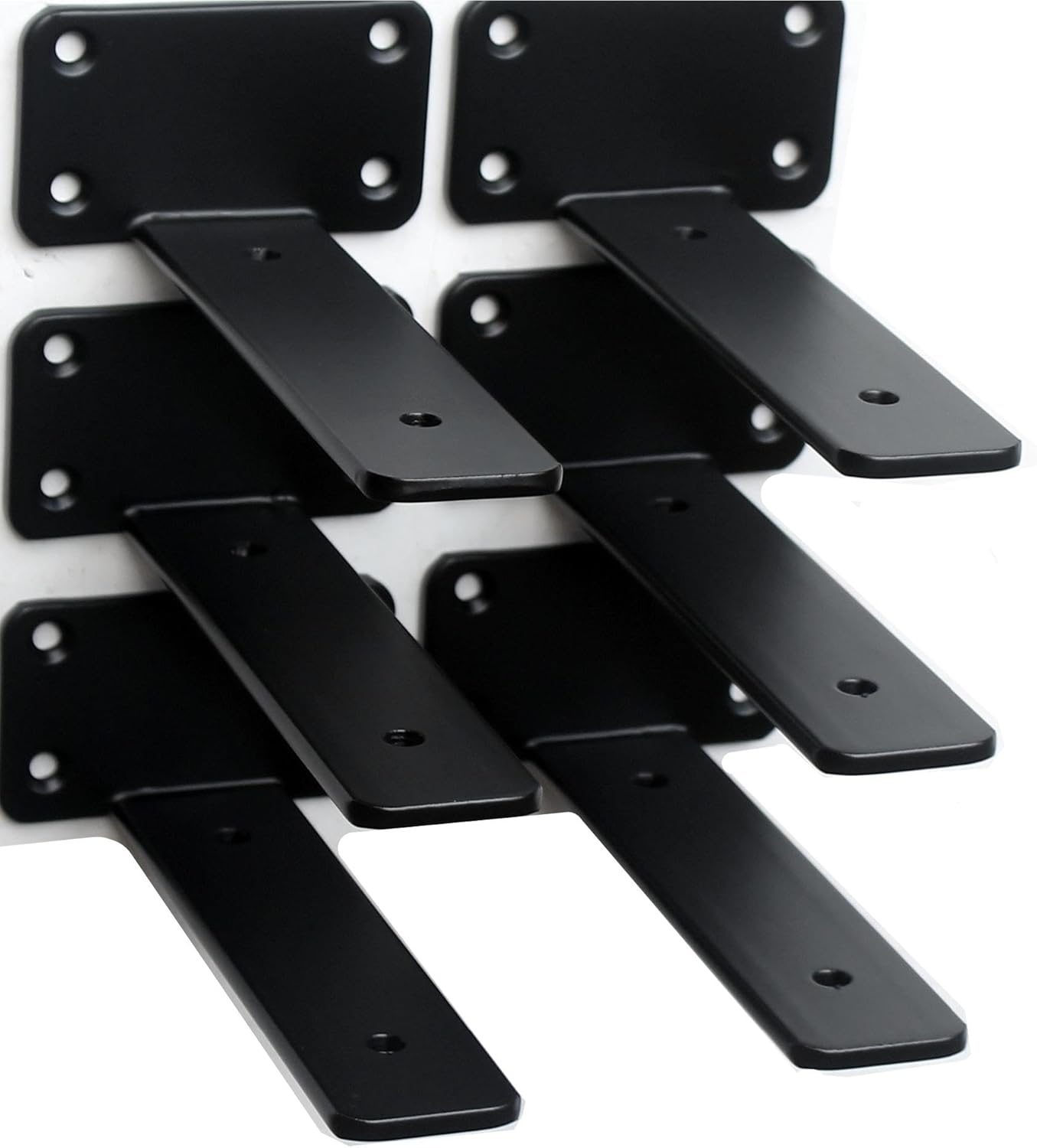 6 Pack 5 inch Black Hidden L Shelf Bracket (1/5 Inch