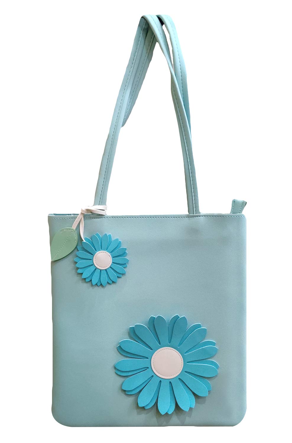 The Purple Tree P.U Leather Cute Tote Bags with Flower Applique Work (pack of 1) cute tote bag, faux leather tote bage, women tote bags, girls tote bag (Blue) (B08HLZQ44L) Amazon Price History, Amazon Price Tracker