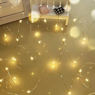 Dalugo LED String Lights, Battery Operated Fairy Lights with 50 Warm White LEDs on Silver Wire for Bedroom, Party, Wedding