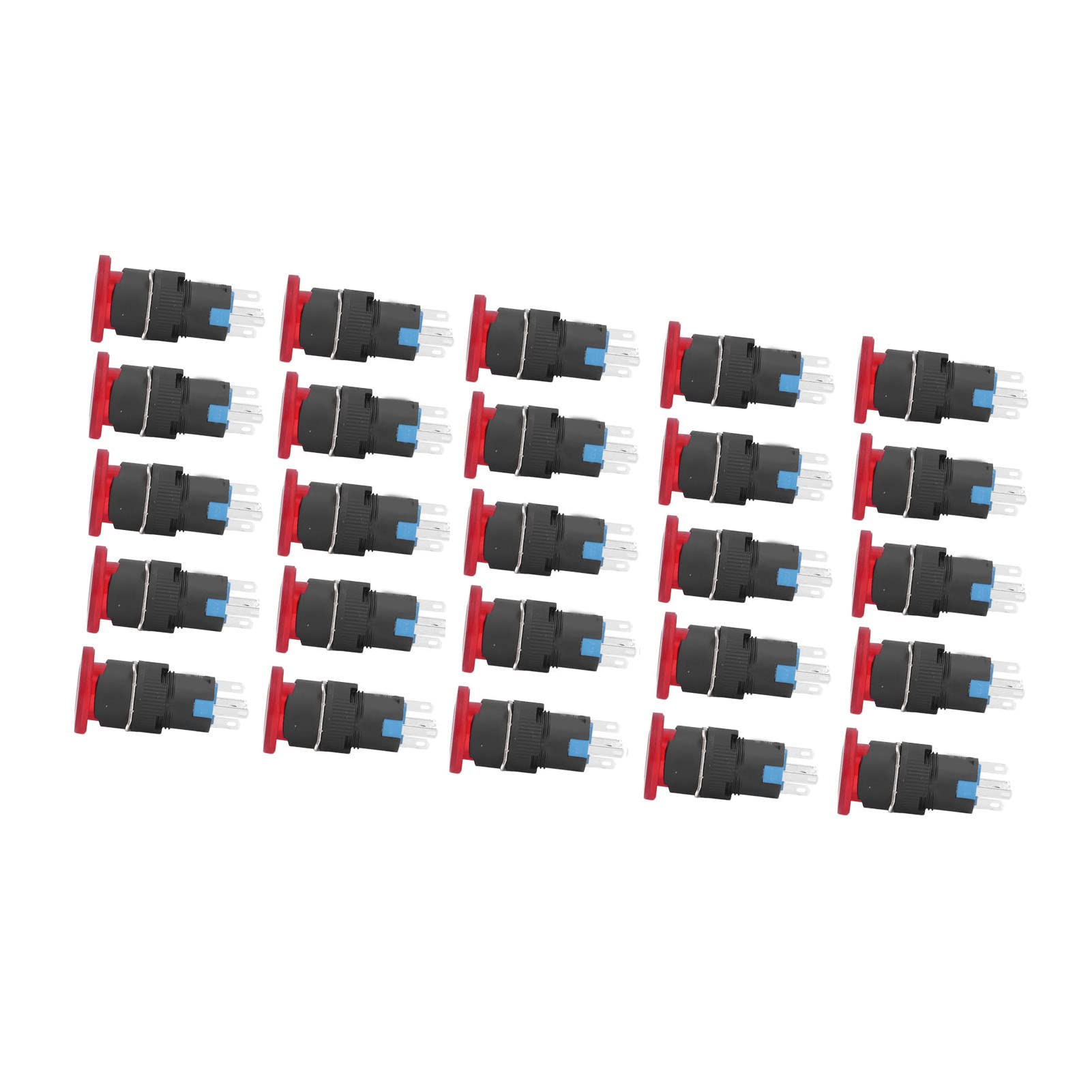 Cocoarm Interruptor de Botón, 25PCS 16 Mm Interruptor de Botón Autoblocante con Luz, de Cabeza de Hongo de Contacto Plateado, 1NO 1NC AC DC24V para Máquinas Herramientas Equipos Textiles (AC/DC12V)