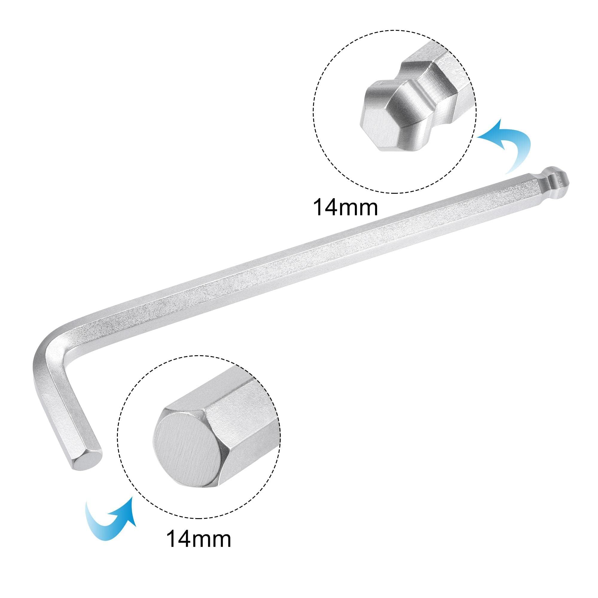 TOP-VIGOR 14mm Ball End Hex Key Wrench, L Shaped Long Arm Allen Key for Household DIY Professional Machine Repairing, CR-V - Image 3