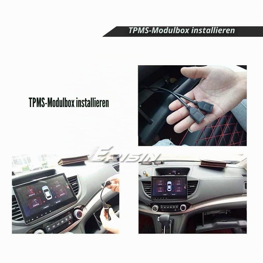 erisin TPMS 4 Sensor Adapter Empfänger Kit Auto USB TPMS Interne Reifendrucksensoren Reifendruckkontrolle Ersatz für Android GPS Navigation Display