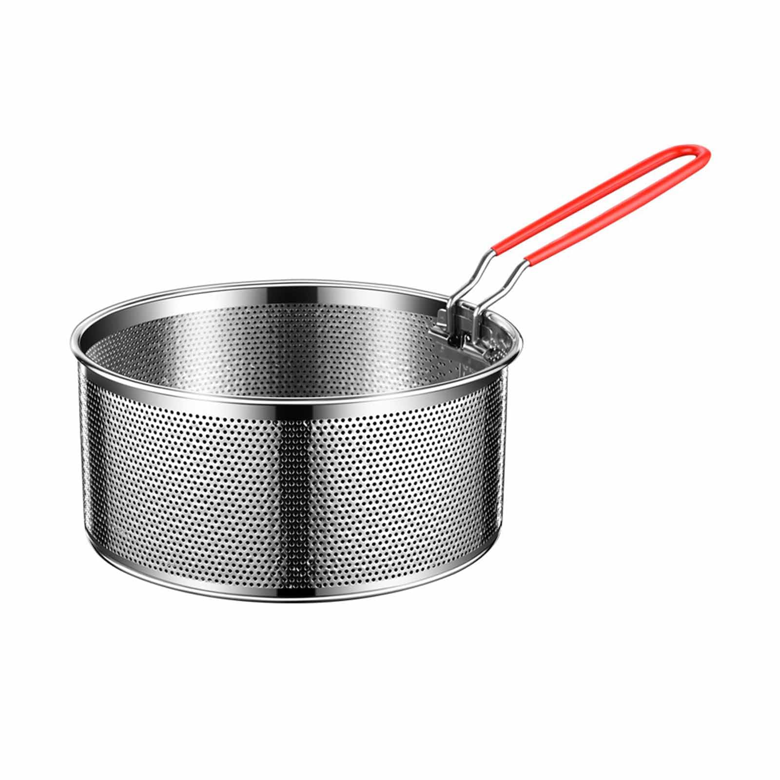 MALSSE Temperature Resistant Fry Basket for Cooking Stainless Steels Fry Basket Round Net Serving Food Strainers Kitchen Cooking Strainers Frying Barbecue