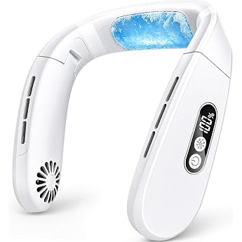 Neck Cooler 2026 Improved Cooling / Neck Fan, Powerful Instant Cooling, 3 Levels of Wind & Cooling Sensation, 20 dB Silent, Blade-free, Ultra Lightweight, Mobile Fan, LCD Display Display, Type-C