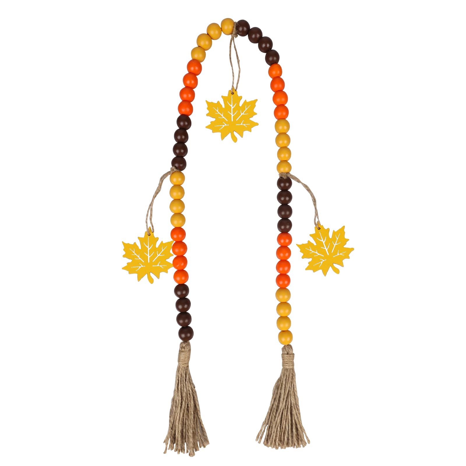 Fall Decorations for Home, 36 Inch Farmhouse Wood Beads Garland with 3 Maple Leaves for Fall Decor, Thanksgiving Boho Decor for Tiered Tray, Coffee Table, Dining Room, Wall, Basket