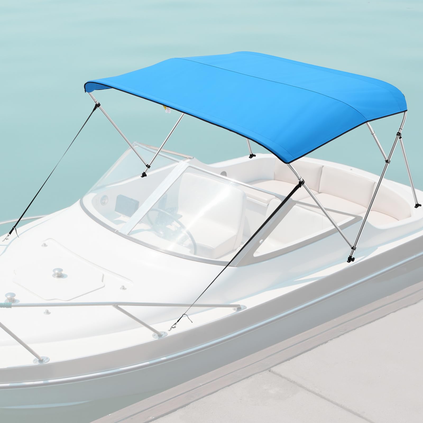 VEVOR Tendalino per Barca a 3 Archi Regolabile 182 x 117 x 155-167 cm, Tenda Parasole Telaio in Lega di Alluminio Tela di Poliestere 900D, Tendalino Tettoia Parasole Pieghevole per Barca a Vela Blu