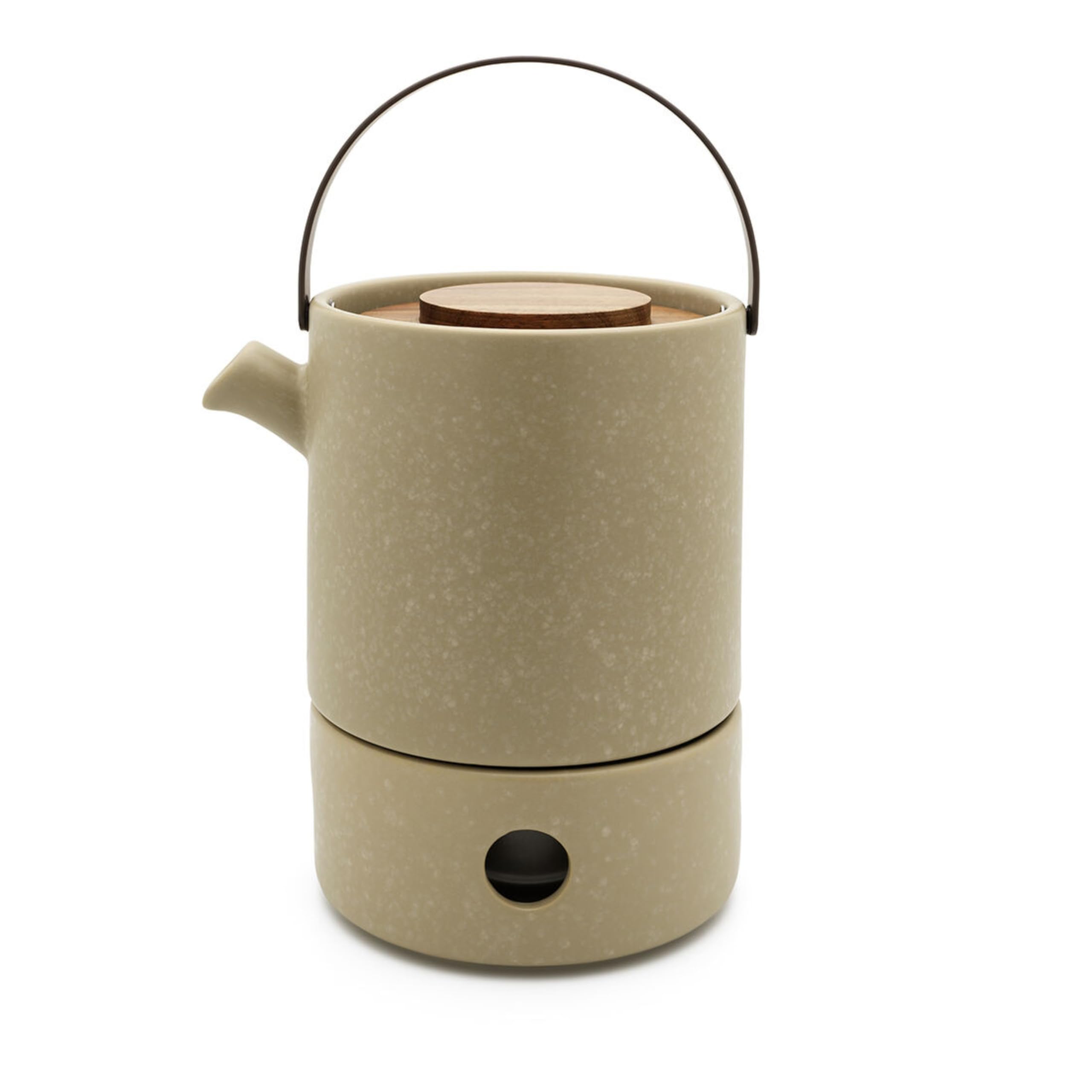 Bredemeijer Theiere Avec Infuseur Thé et Chauffe Plat Umea 1,2L-Gris argile | Petite Théière avec Infuseur en Céramique, Couvercle Bambou, Gain de Place et Lave-Vaisselle