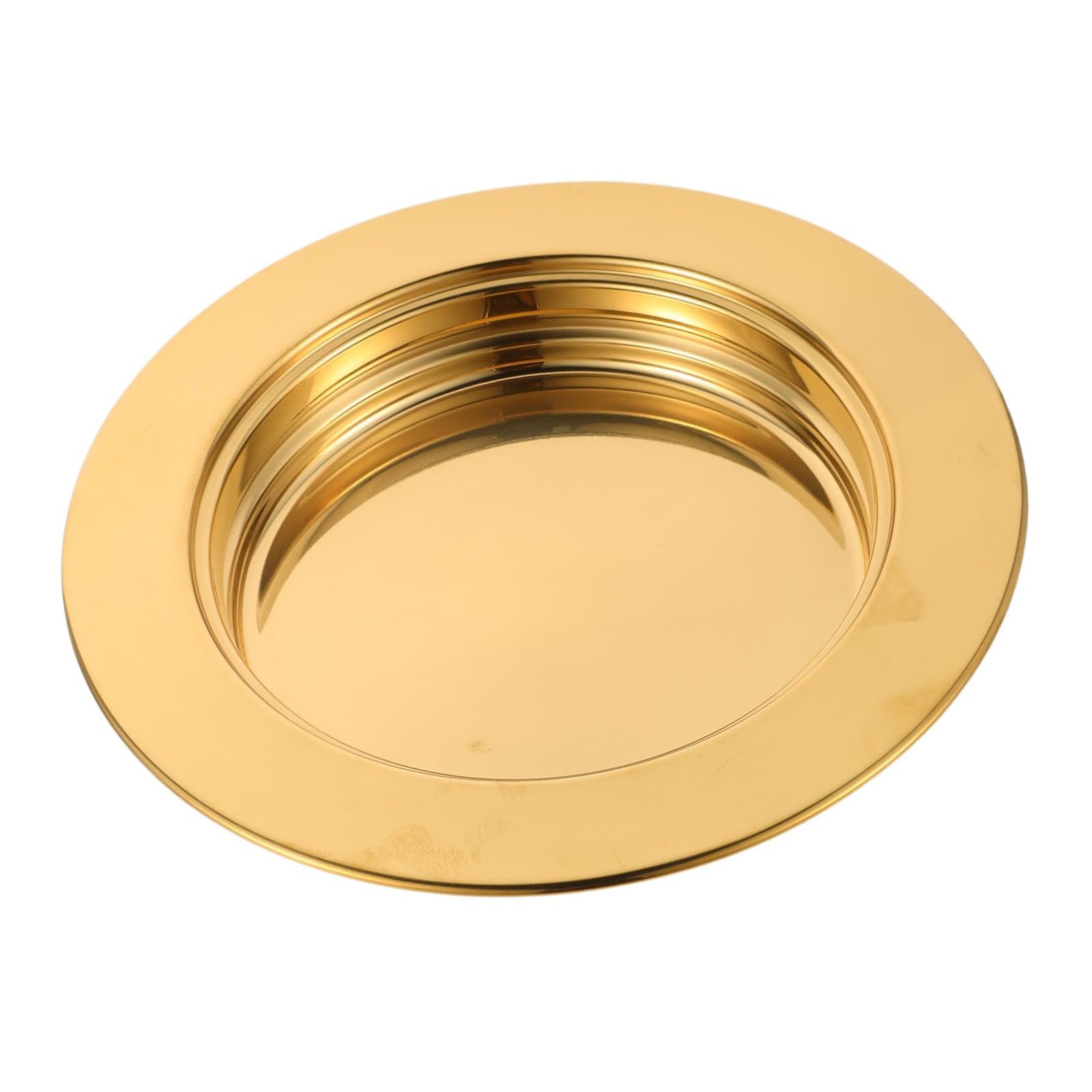 JSGHGDF Excellent 304 Stainless Steel Round Communion Tray 27cm Diameter Rustproof Religious Ceremony Serving Plate for Bread and Eucharist Anti Slip Metal Plate
