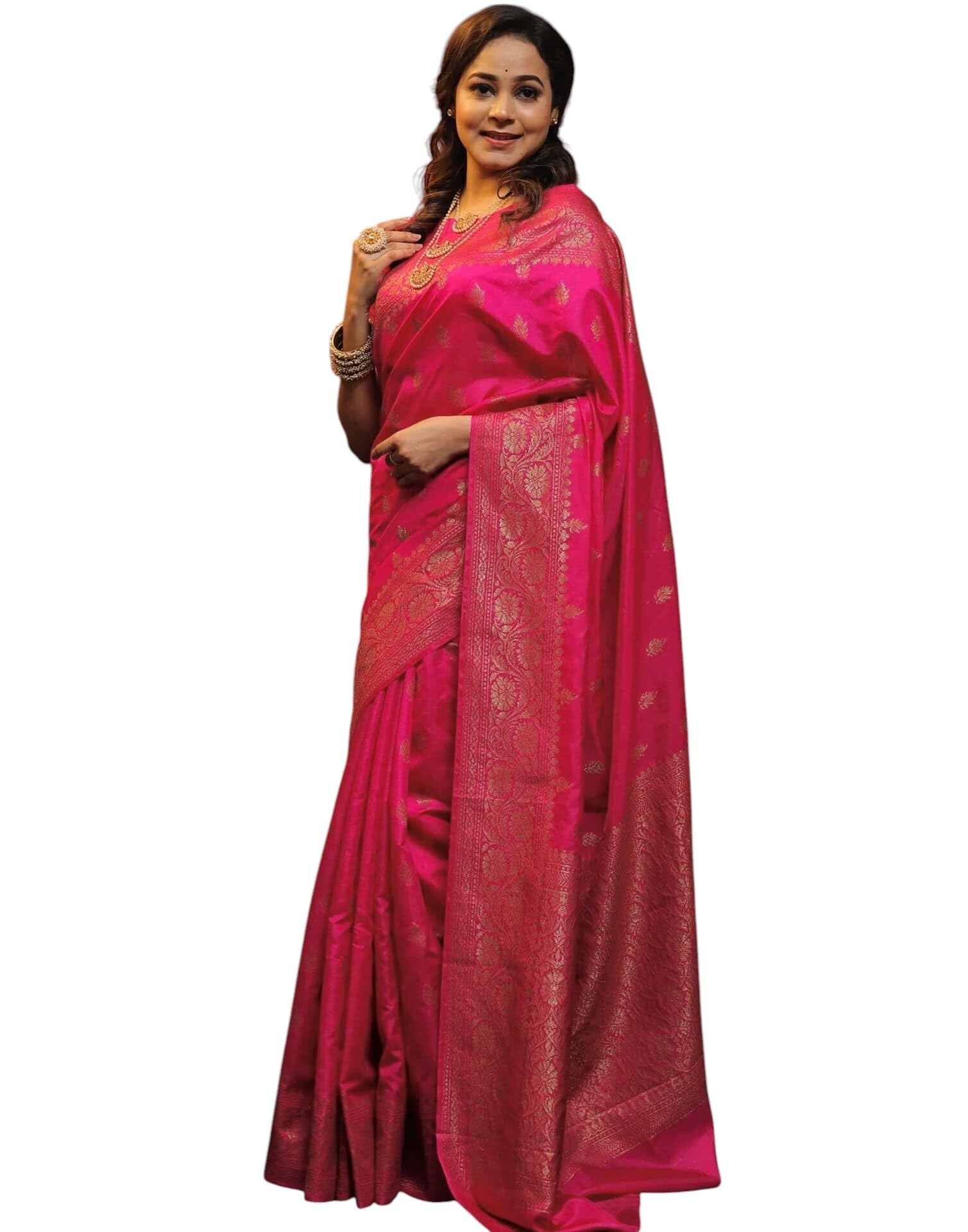 Shiv Textiles Women's Kanjivaram Art Silk Saree Soft Banarasi Style Sari With Blouse Piece For Wedding(S-101-Rani)