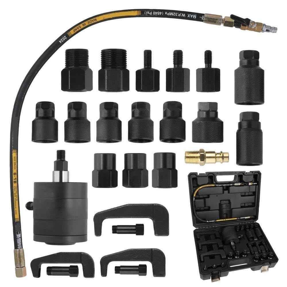 Extractor de Cojinetes Juego Herramientas extracción vibración Aire, Extractor inyector neumático, 24 Piezas, 5-8 Barras Kit de Extractor de Engranajes