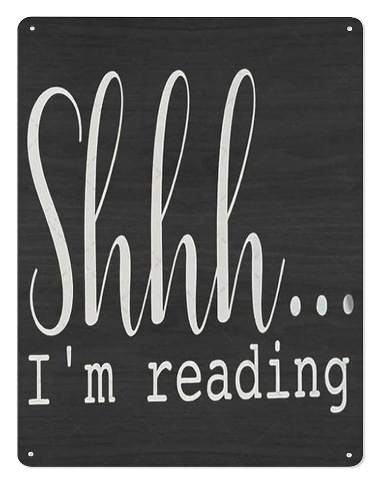 PKNVKZIDK Humorous Book Lover Metal Tin Sign Silence I’m Trying to Read Here Rustic Plaque for Library Living Room 8 X 12 in