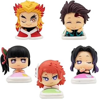 Ksopsdey 5 pcs Demon Slayer Figures Demon Slayer Cake Toppers Mini Figures Set Cake Decoration Demon Slayer Action Figures Birthday Party Supplies Model Collection for Kids