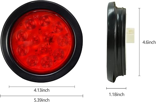 Miniatura 4 de YOMTOVM 2 rojo + 2 blanco 4 '' redondo 12LED remolque luces traseras camiones RV 4 pulgadas redondo LED parada vuelta luces traseras remolque