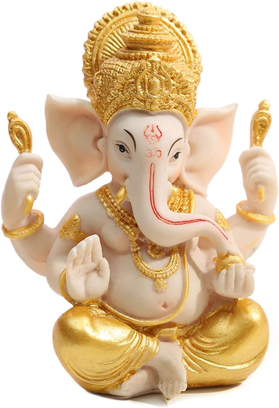 JOMA-E Shop Ganesh Idol Ganesh Statue Sculpture for Car Dashboard, Home, Temple Décor Indian God Resin Ganesha Idol Figurine - Ganesha Festival Decor Handmade Gift (Large)