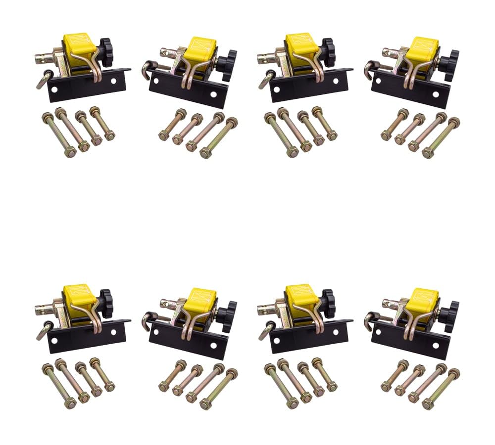 Mytee Products 4 Pack 1-1/2"x7' Yellow Ladder Rack Ratchet Straps with J-Hook (Pair) - 500 lbs Square Tube Mount - Retractable Ratchet Tie Down Strap