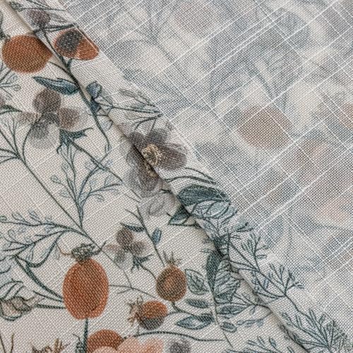Image of SUOUO Vintage Black Dark Floral Semi Sheer Curtains 84 Inches 2 Panels | Linen Textured,Light Filtering,Wild‑Berry Botanical,Rustic Farmhouse,Rod Pocket Drapes for Living Room Bedroom Dining Room