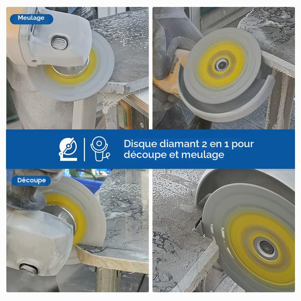 HIGHDRIL Disque Diamant pour Carrelage - 125mm x M14 Brasé Sous Vide Disque de Coupe et Meulage pour Marbre Granit Béton Céramique Carrelage