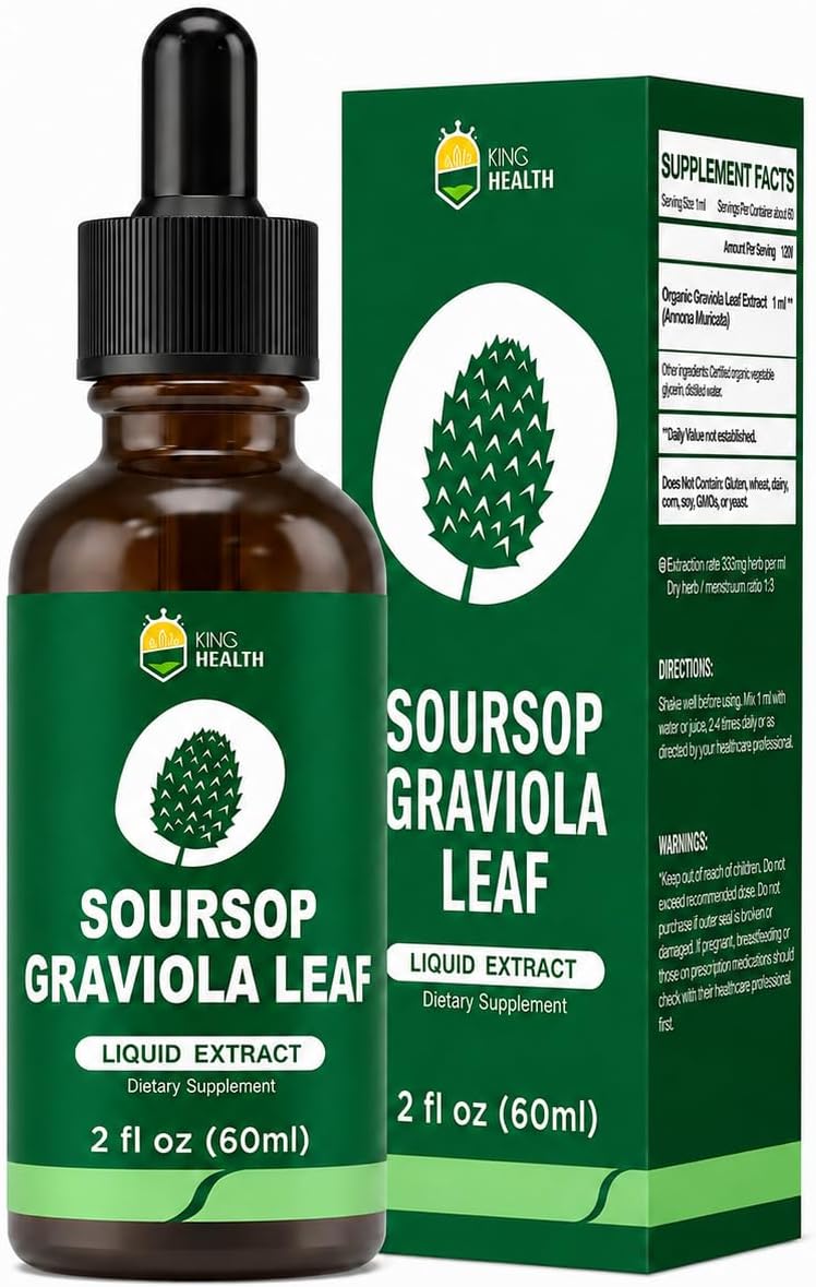 Organic Soursop Graviola Leaf Extract Liquid Drops | Soursop Bitters Liquid | GMP Certified | Vegan, Non-GMO, Gluten Free | Immune Support | 2 Fl Oz