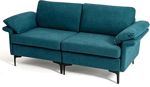 KOMFOTT Sofá biplaza de 72.5 pulgadas, sofá biplaza moderno con almohadas extraíbles para reposabrazos y patas con marco de acero y cojines