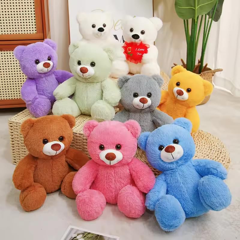 Image of AVSHUB Soft Stuffed Plush Fur Teddy Bear T-Shirt Soft Lovable Stuffed Plush Toy for Special Occasion Birthday Anniversery Valentine's Day (Color: White)