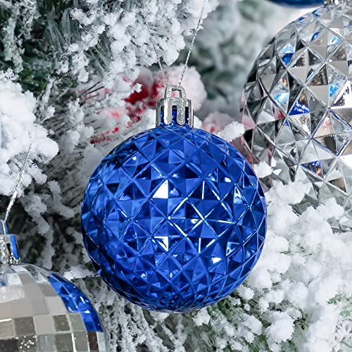 116Pcs Blue And Silver Christmas Ball Ornaments, Shatterproof Christmas Hanging Decoration Set With Gift Box, Assorted Decorative Baubles Set For Xmas Tree/Home/Wedding/Party/Holiday (Silver & Blue) #TOP4