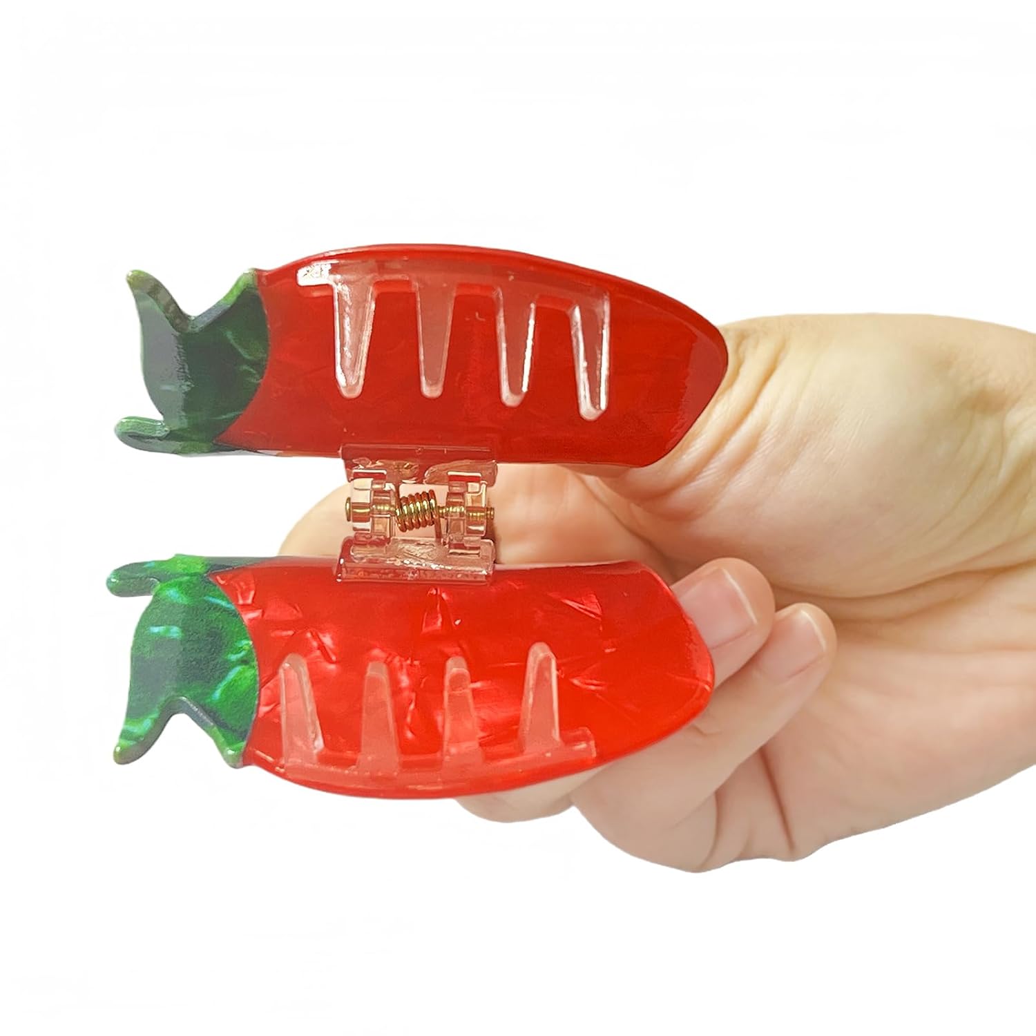 Red Strawberry Hair Claw Clip: Acetate Strawberry Strong Hold Hair Jaw Unique Fruit Hair Accessories for Women - Image 3