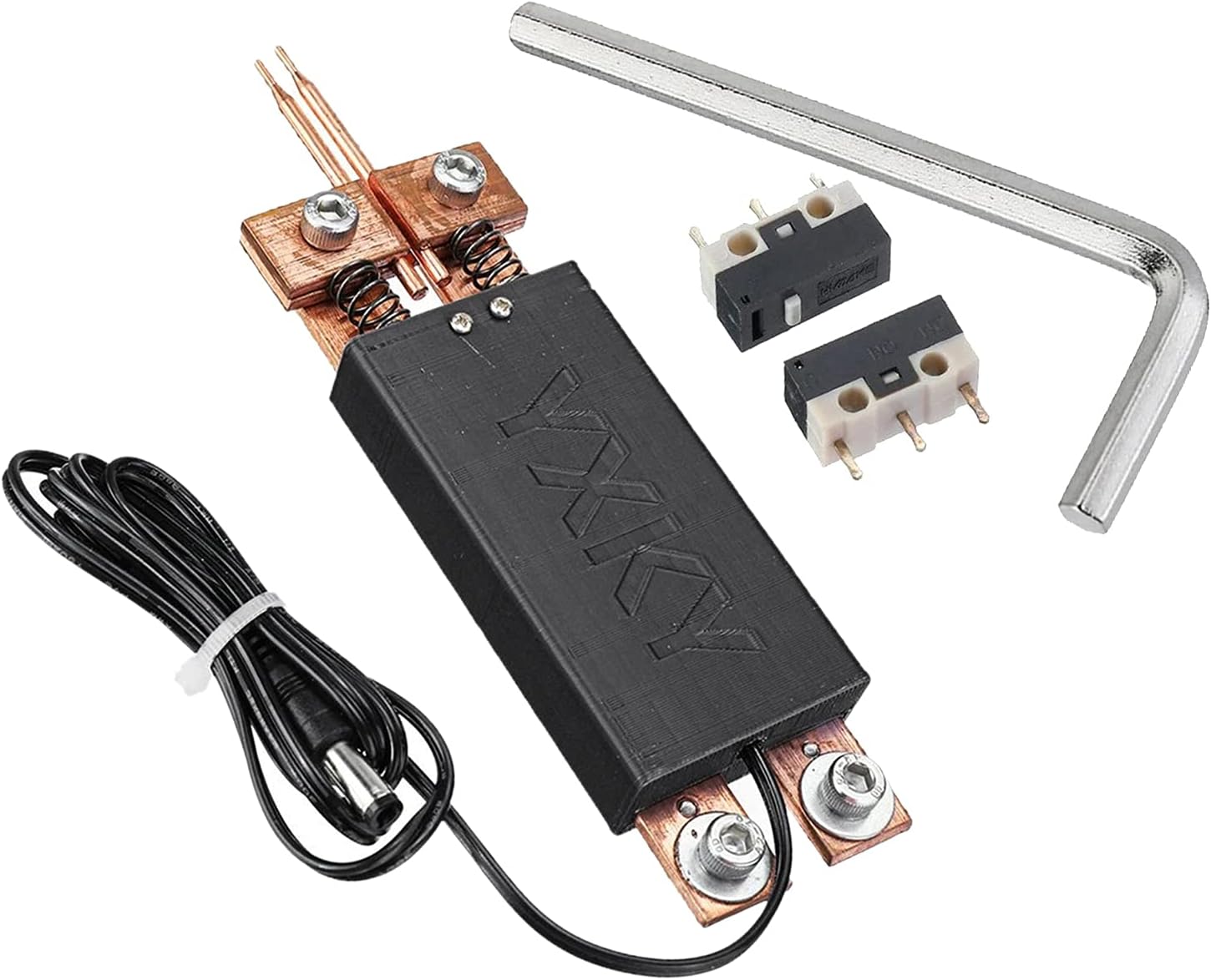 Portable Integrated Type Spot Welding Pen for DIY, Efficient Copper Alloy Welder with Dual Springs, Suitable for 18650 Battery and Nickel Strip - black