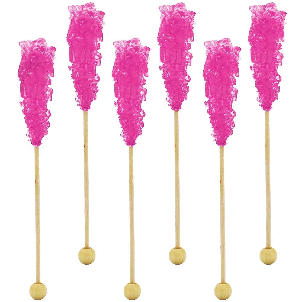 Fruidles Rock Candy Lollipops Suckers, Variety Flavor and Color Assortment, 5.5" (6-Pack, Cotton Candy - Light Blue)