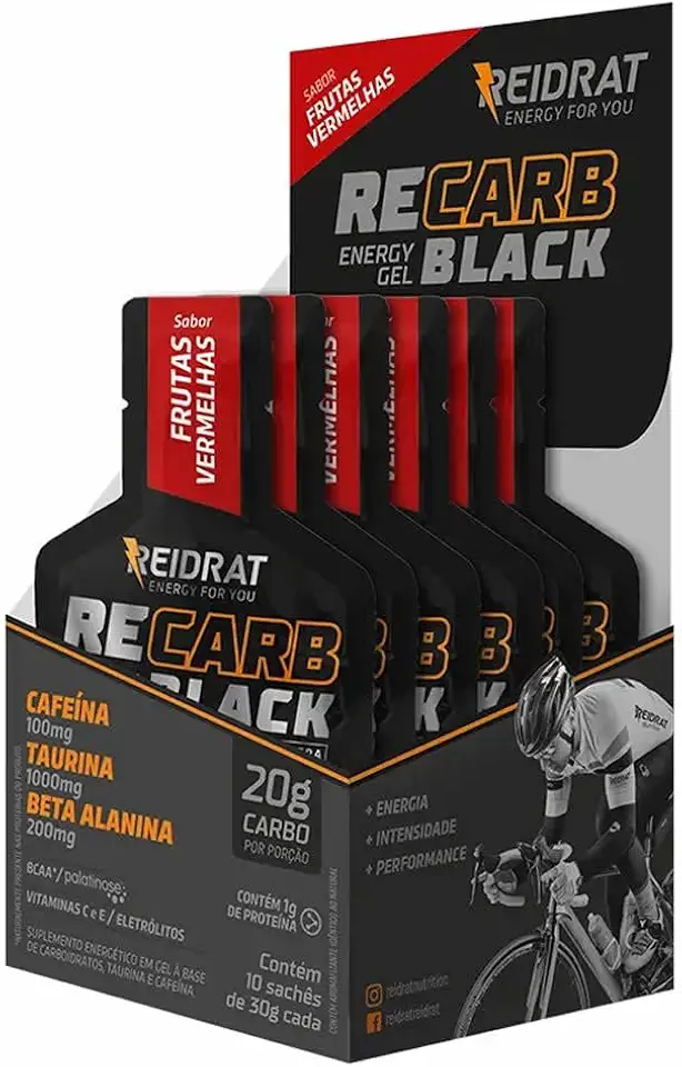 Reidrat Recarb Energy Gel Black Pro Beta - 10 Sachês 30G Frutas Vermelhas -
