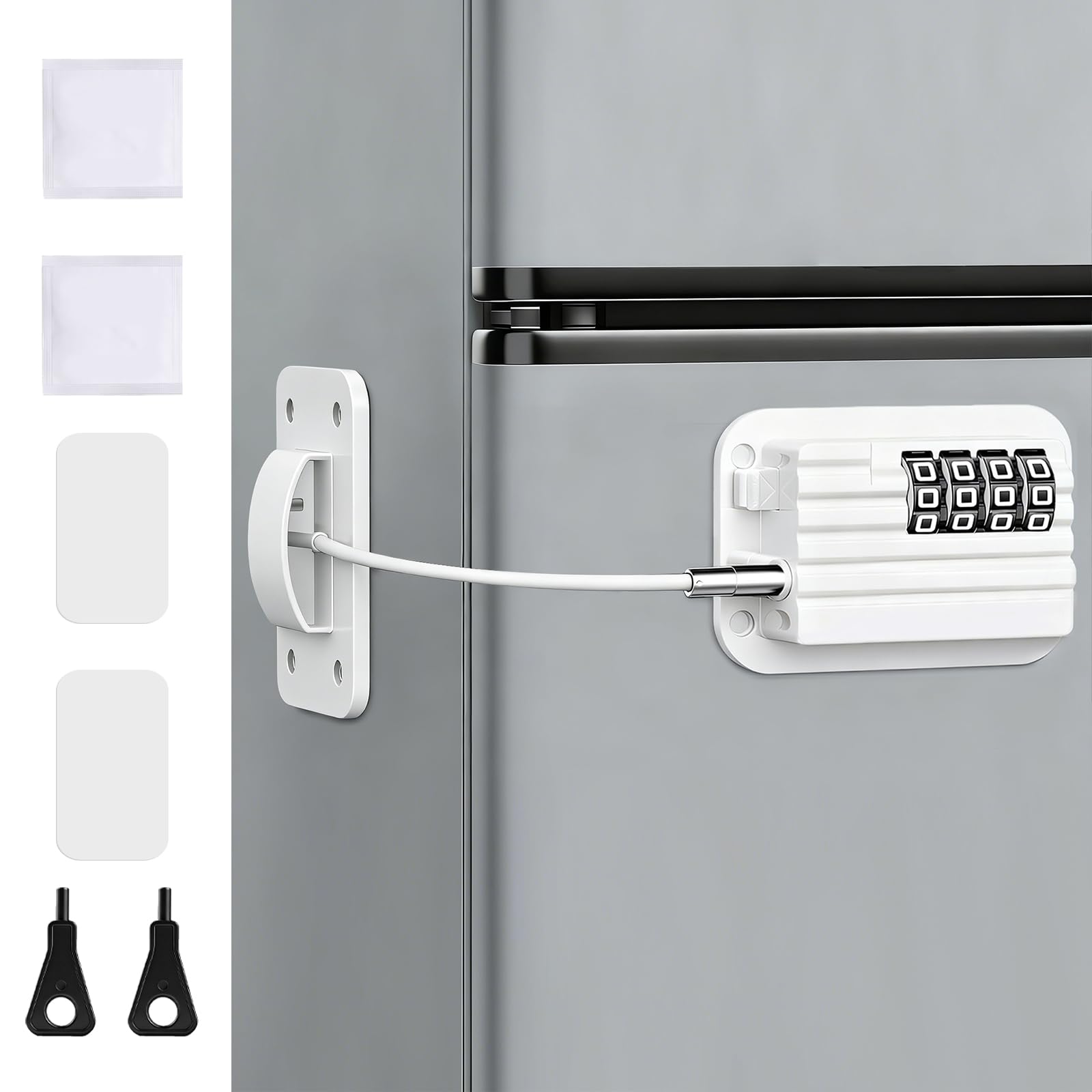 Flintronic Refrigerator Locks with Password, 1 Pcs Home Fridge Lock No Drilling, Child Proof Fridge Door Locks for Cabinets, Kitchen Refrigerator, Freezer Doors, Closets, Drawers, Windows