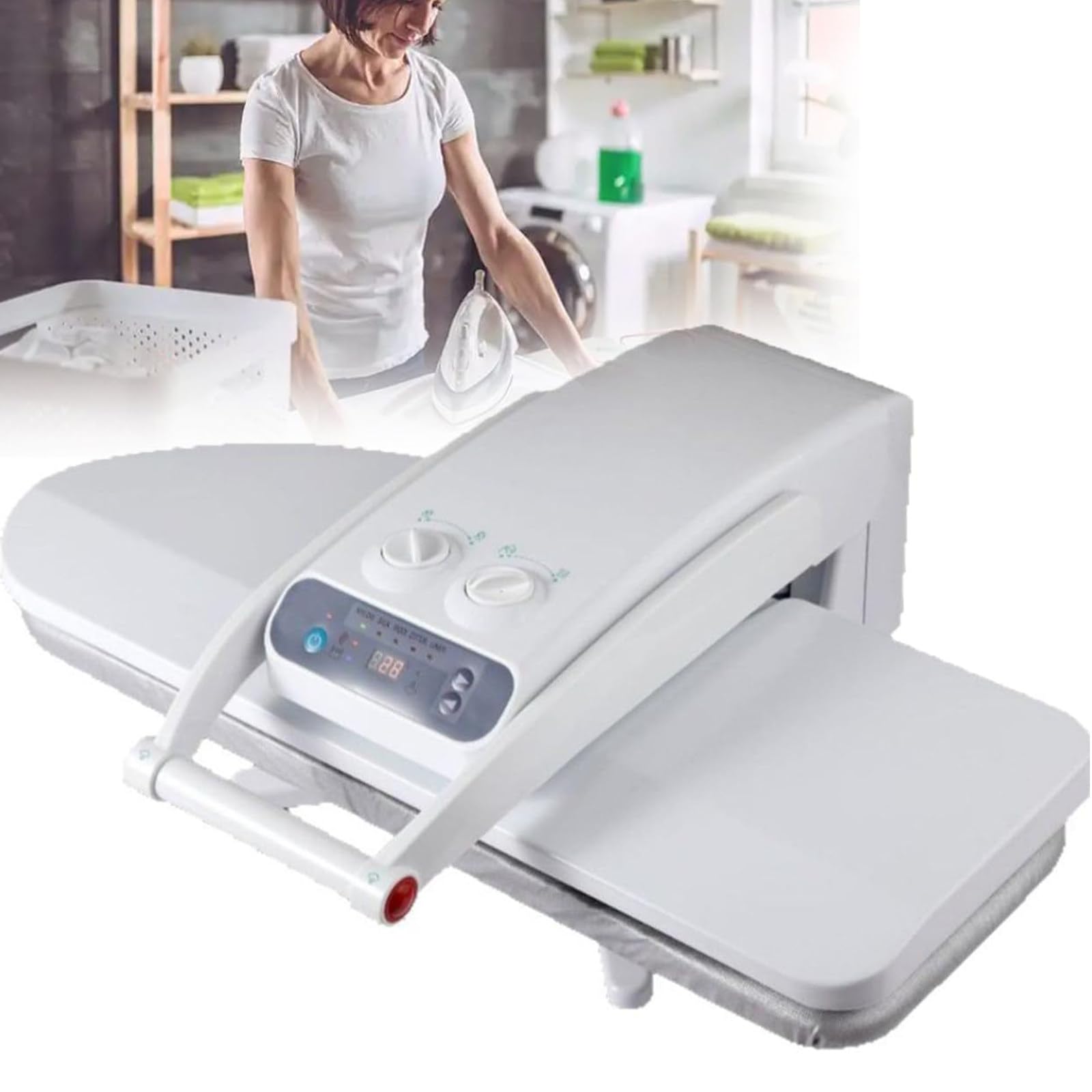 Pressa Stiratura a Vapore Intelligente,Pressa a Vapore Digitale 5Funzioni Tessuto,Regolabile Temperatura,Protezione Del Surriscaldamento,Per Casa,Lavanderia,Hotel,Ufficio 1800W-withoutbracket