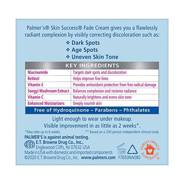Palmers-Skin-Success-Anti-Dark-Spot-Fade-Cream-for-Dry-Skin-44-Ounce Palmer's Skin Success Anti-Dark Spot Fade Cream with Vitamin E and Niacinamide, Helps Reduce Dark Spots and Age Spots, Face Cream for All Skin Types, 4.4 Ounce
