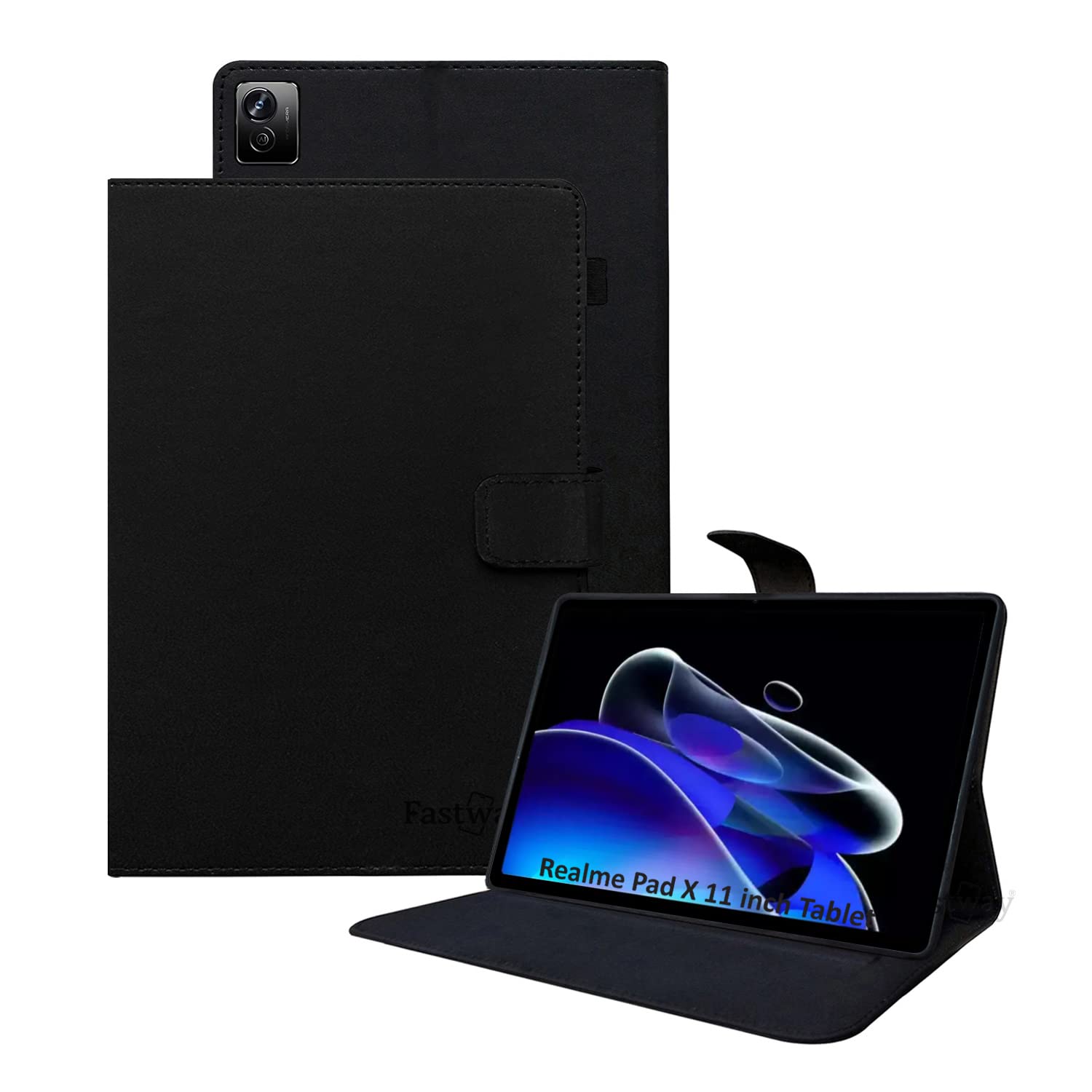 Fastway Leather Folio Flip Stand Case Cover for Realme Pad X 11 inch Tablet (Black) (B0BB3FL7GL) Amazon Price History, Amazon Price Tracker